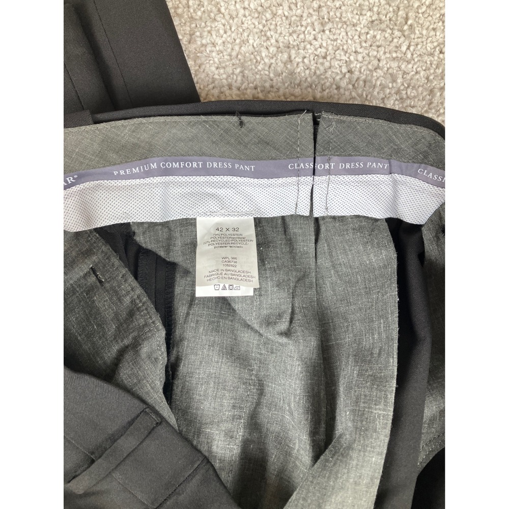 Haggar Mens Black Hidden Comfort Waistband Classic Fit Dress Pants New 42w 32 L - Picture 2 of 6